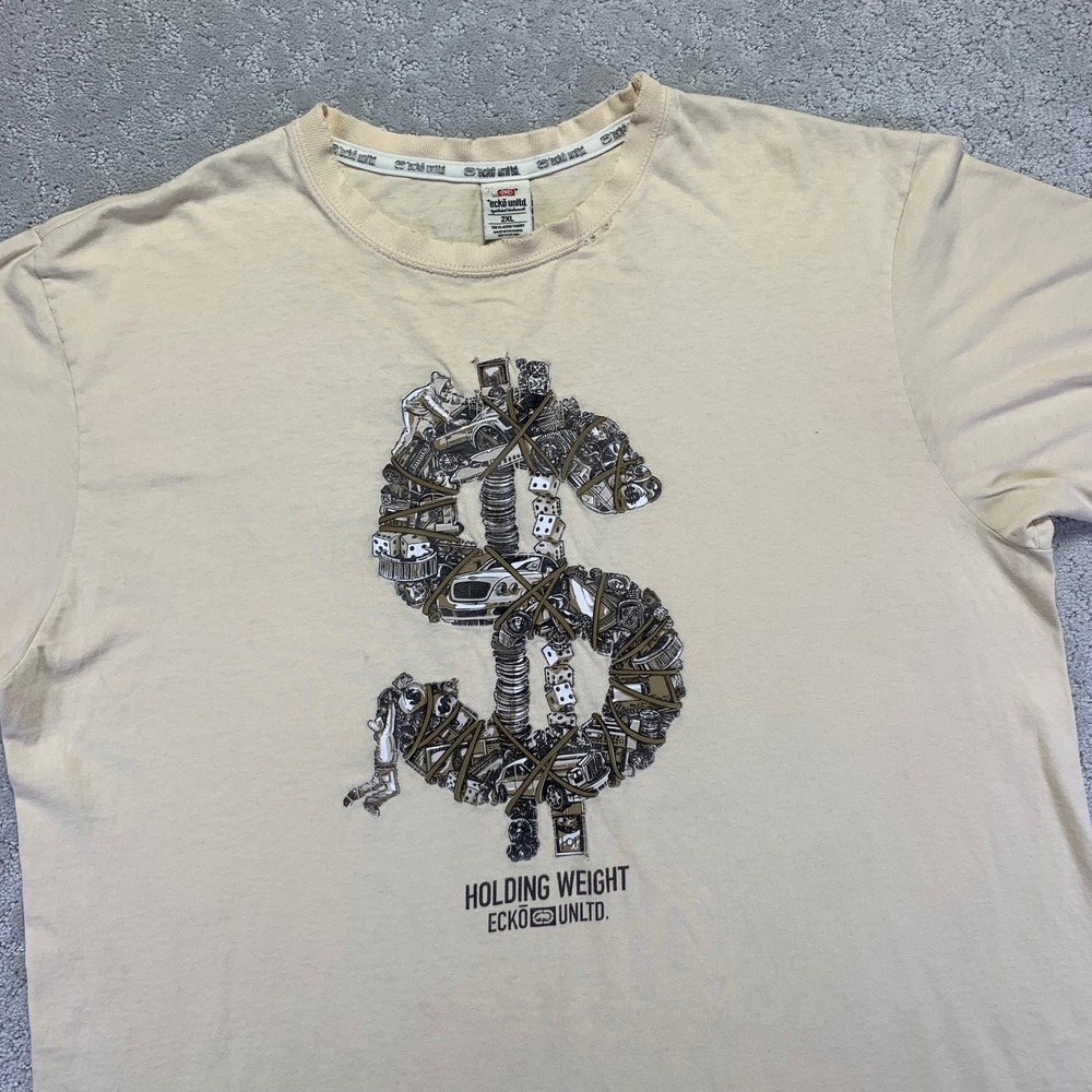 Vintage ECKO UNLTD Mens T Shirt 2XL Dollar Sign Graphic Skate Grunge Y2k